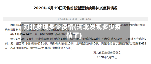 河北发现多少疫情(河北发现多少疫情了)