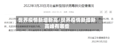 世界疫情新增新高/世界疫情新增新高峰有哪些