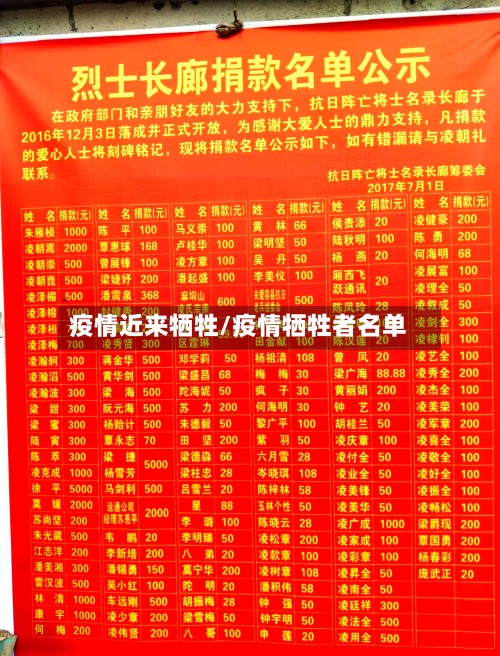 疫情近来牺牲/疫情牺牲者名单